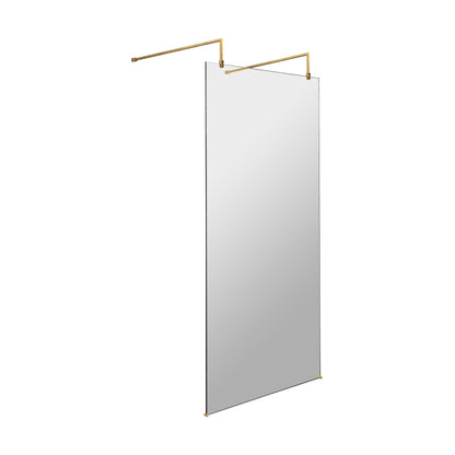 [BEAF900BB] Balterley Contemporary Bathroom 8mm Glass Wetroom Screen with Arms & Feet, Chrome Finish, 1950 x 698 x 14mm - Cutout