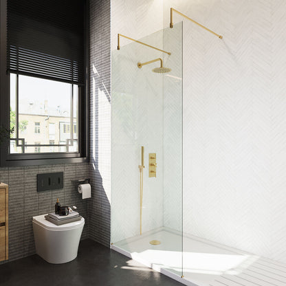 [BEAF900BB] Balterley Contemporary Bathroom 8mm Glass Wetroom Screen with Arms & Feet, Chrome Finish, 1950 x 698 x 14mm - Lifestyle 2