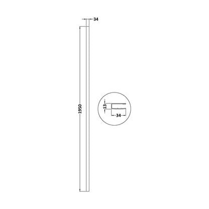 [BEBS004] 1950 Wetroom Wall Channel Black - Technical Drawing