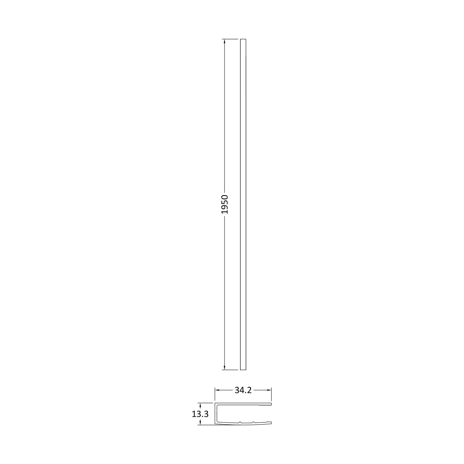 [BEBS015] 1950 Wetroom Wall Channel Brass - Technical Drawing