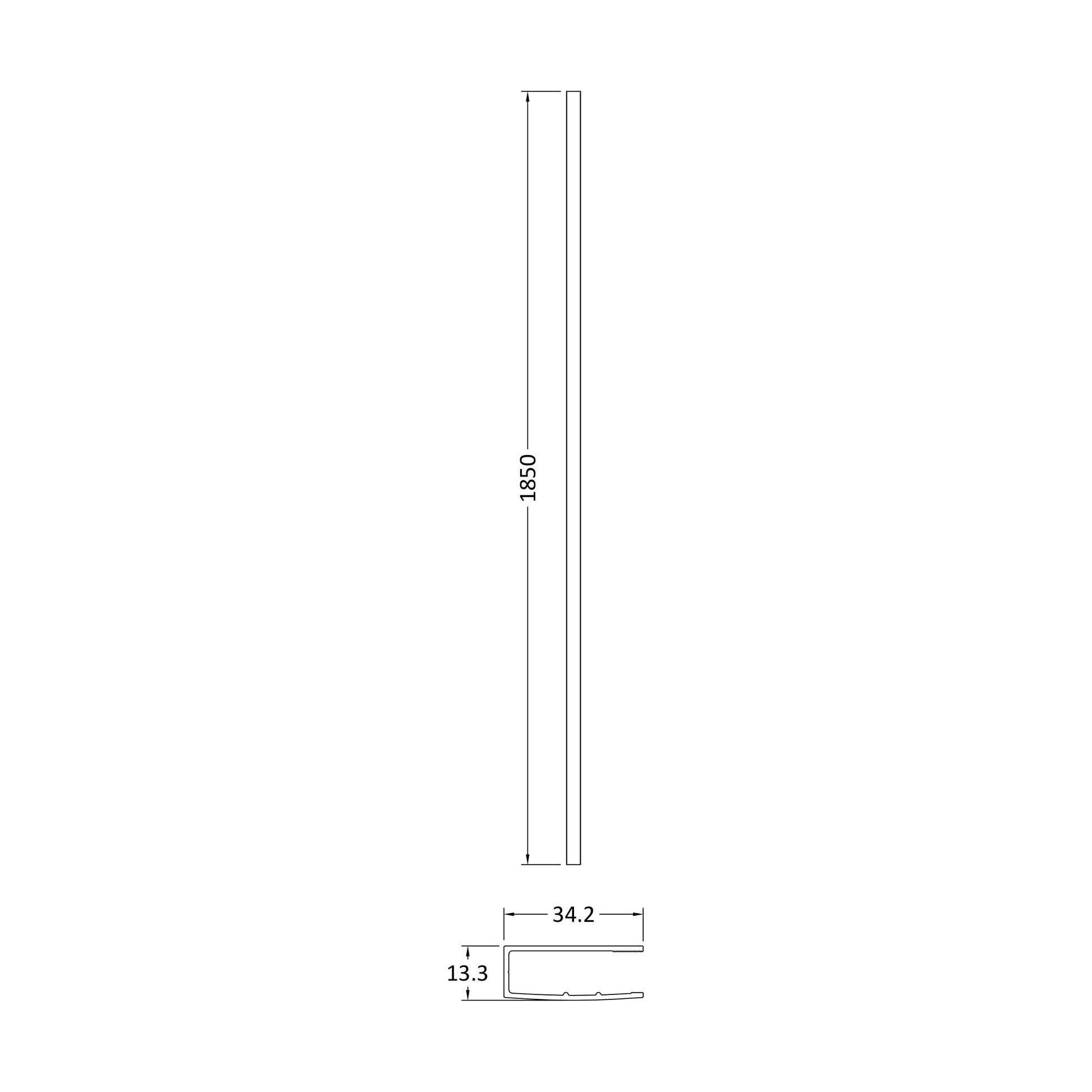 [BEBS036] 1850 Wetroom Wall Channel Pewter - Technical Drawing