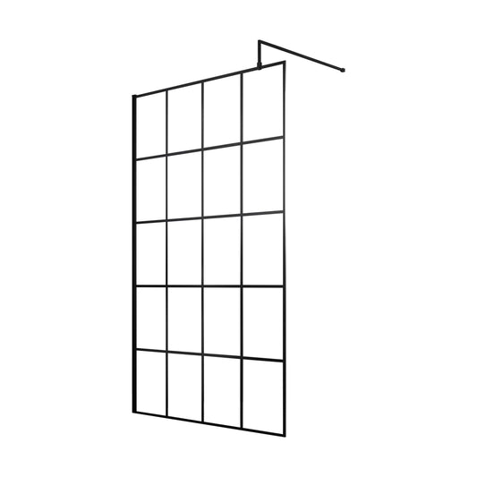 [BEBS100] Balterley 8mm Toughened Safety Glass Black Framed Wetroom Screen - 760mm - Cutout