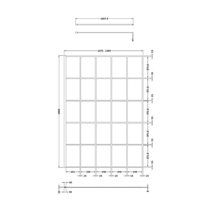 [BEBS140] Balterley 8mm Toughened Safety Glass Black Framed Wetroom Screen - 760mm - Technical Drawing