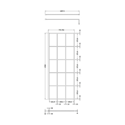 [BEBS800] Balterley 8mm Toughened Safety Glass Black Framed Wetroom Screen - 800mm - Technical Drawing