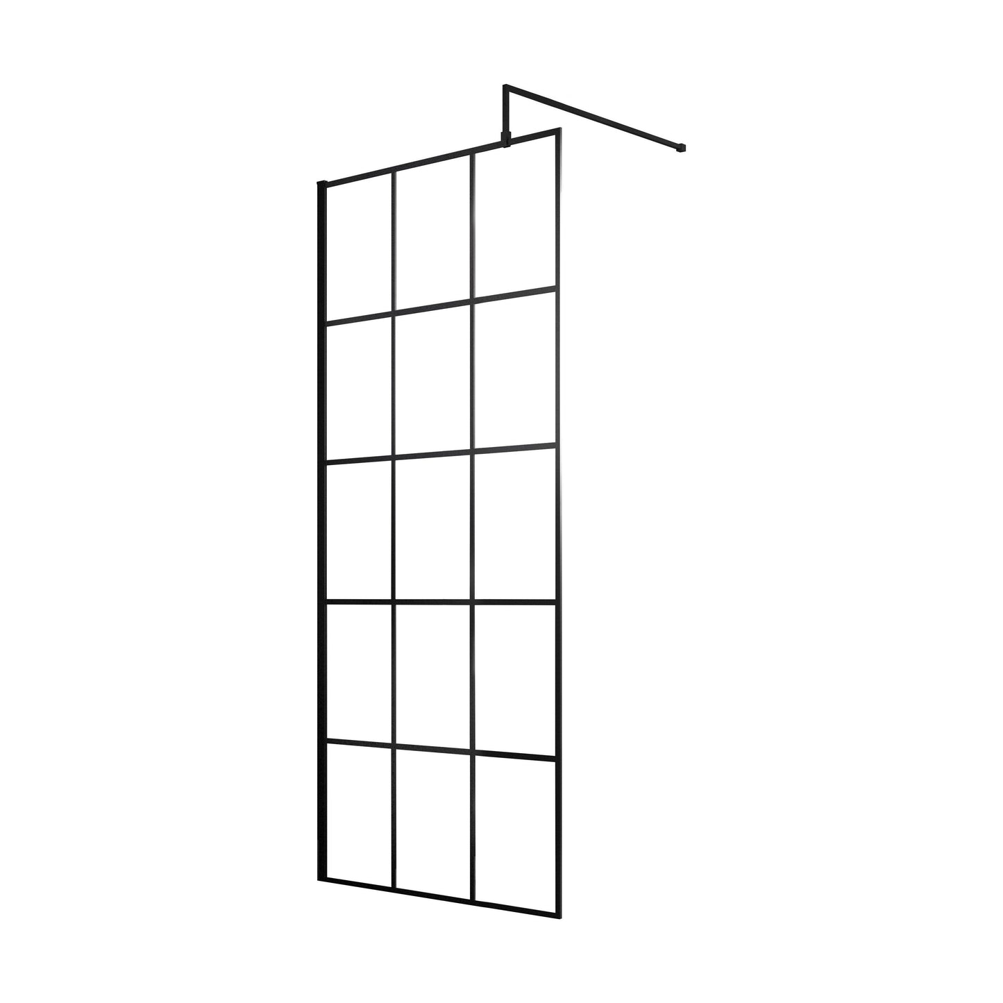 [BEBS900] Balterley 8mm Toughened Safety Glass Black Framed Wetroom Screen - 760mm - Cutout