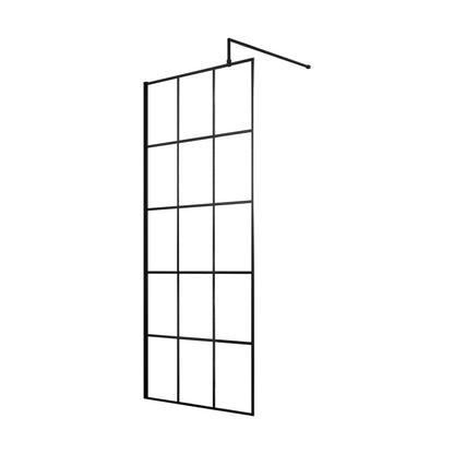 [BEBS900] Balterley 8mm Toughened Safety Glass Black Framed Wetroom Screen - 760mm - Cutout