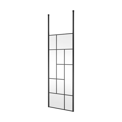 [BECPB800MB] Balterley Contemporary Bathroom Abstract Frame Design 8mm Glass Wetroom Screen with Ceiling Posts, 1950 x 750 x 60mm, Matt Black - Cutout