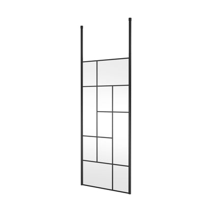 [BECPB900MB] Balterley Contemporary Bathroom Abstract Frame Design 8mm Glass Wetroom Screen with Ceiling Posts, 1950 x 750 x 60mm, Matt Black - Cutout
