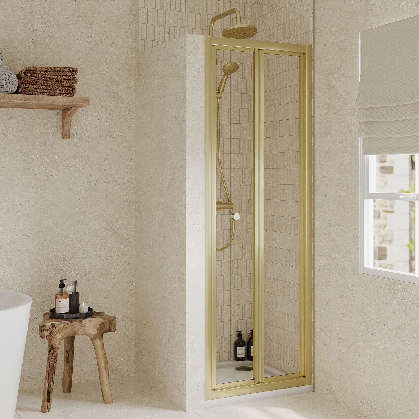 [BEETBD70BB] Almington 4mm Toughened Safety Glass Bi-Fold Shower Door, H: 1900mm, Choice of Size and Colour - Lifestyle 2