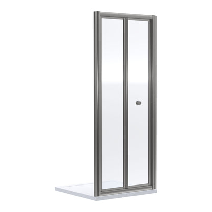 [BEETBD70GM] Contemporary 4mm Toughened Safety Glass Bi-Fold Shower Door, H: 1900mm, Choice of Size and Colour - Cutout
