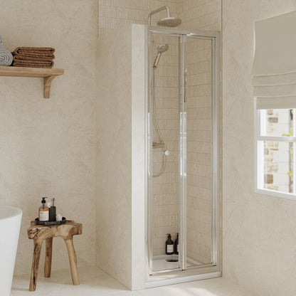 [BEETBD70] Almington 4mm Toughened Safety Glass Bi-Fold Shower Door, H: 1900mm, Choice of Size and Colour - Lifestyle 2