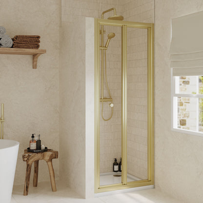 [BEETBD76BB] Almington 4mm Toughened Safety Glass Bi-Fold Shower Door, H: 1900mm, Choice of Size and Colour - Lifestyle 2