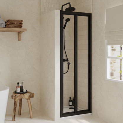 [BEETBD80BP] Almington 4mm Toughened Safety Glass Bi-Fold Shower Door, H: 1900mm, Choice of Size and Colour - Lifestyle 2