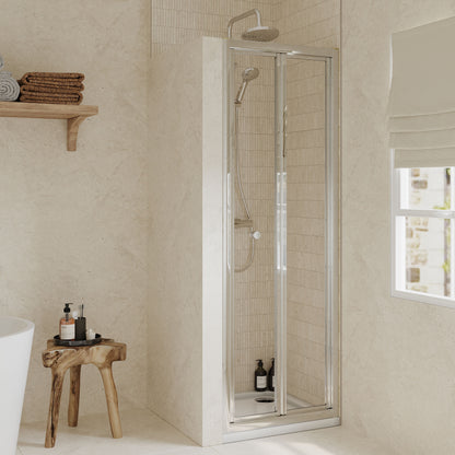 [BEETBD80] Almington 4mm Toughened Safety Glass Bi-Fold Shower Door, H: 1900mm, Choice of Size and Colour - Lifestyle 2