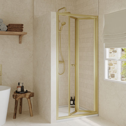 [BEETBD90BB] Almington 4mm Toughened Safety Glass Bi-Fold Shower Door, H: 1900mm, Choice of Size and Colour - Lifestyle 1