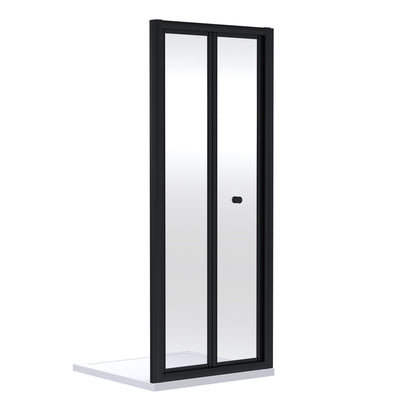 [BEETBD90BP] Almington 4mm Toughened Safety Glass Bi-Fold Shower Door, H: 1900mm, Choice of Size and Colour - Cutout