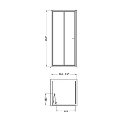 [BEETBD90GM] 900 x 1900mm Bi-Door - Technical Drawing
