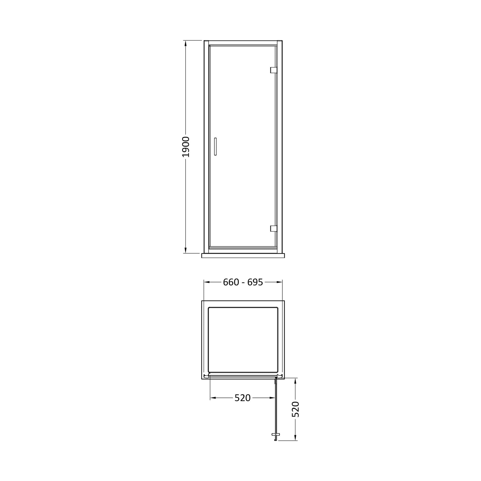 [BEETHD70BB] HINGE DOOR 700x1900 - Technical Drawing