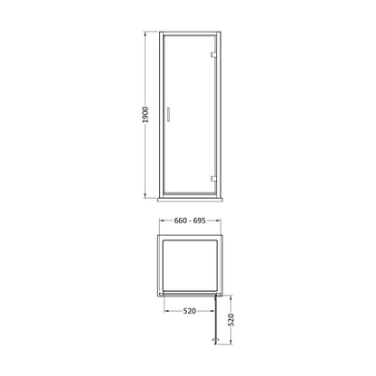 [BEETHD70BP] HINGE DOOR 700x1900 - Technical Drawing