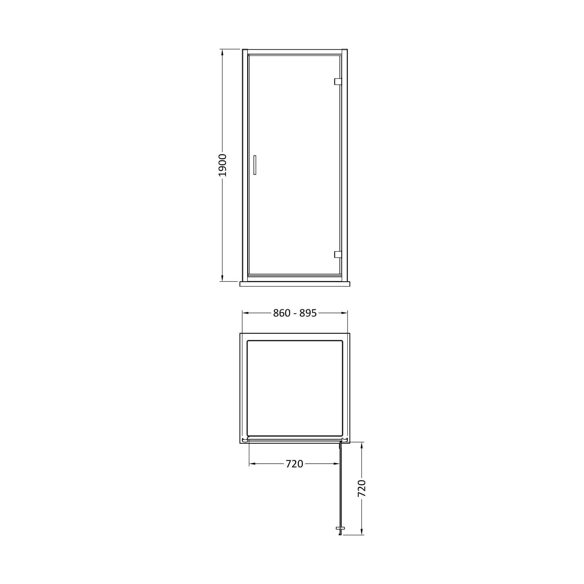 [BEETHD90BB] HINGE DOOR 900x1900 - Technical Drawing