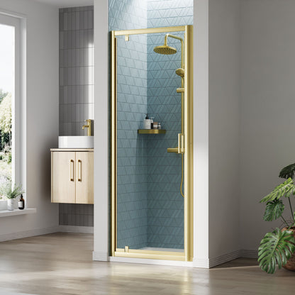 [BEETPD76BB] Almington 6mm Toughened Safety Glass Reversible Pivot Shower Door - H: 1900mm - Choice of Size and Profile Finish - Lifestyle 1