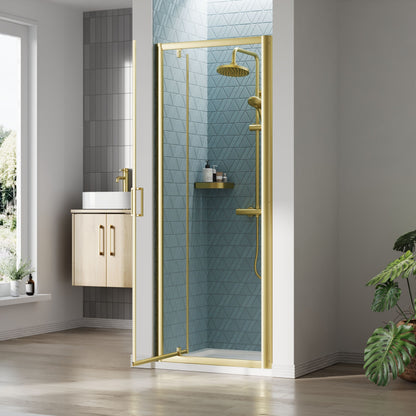 [BEETPD76BB] Almington 6mm Toughened Safety Glass Reversible Pivot Shower Door - H: 1900mm - Choice of Size and Profile Finish - Lifestyle 2