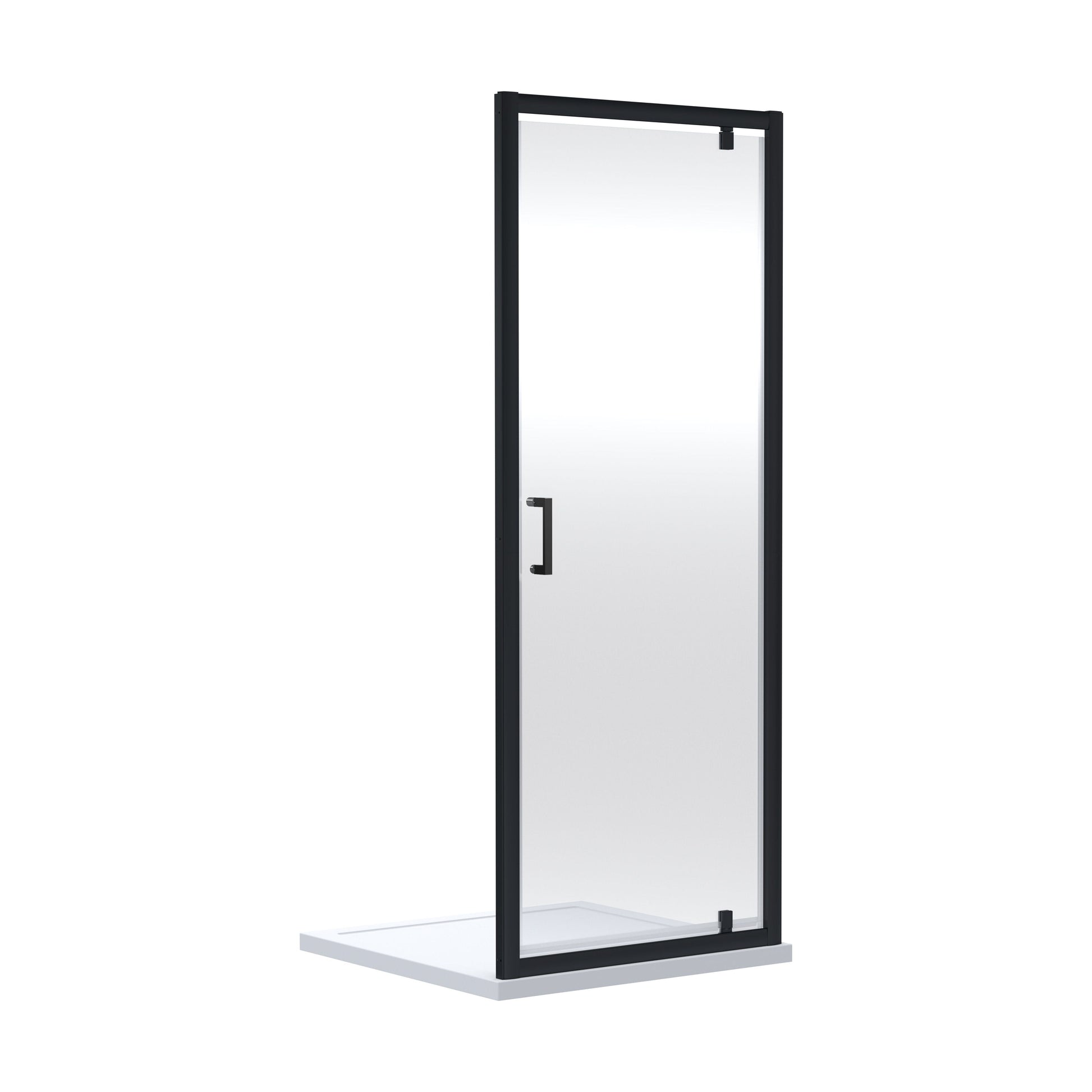 [BEETPD76BP] Almington 6mm Toughened Safety Glass Reversible Pivot Shower Door - H: 1900mm - Choice of Size and Profile Finish - Cutout