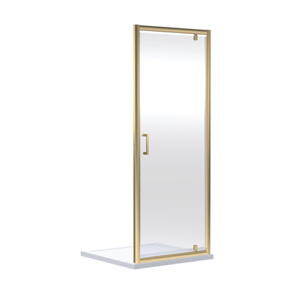 [BEETPD80BB] Almington 6mm Toughened Safety Glass Reversible Pivot Shower Door - H: 1900mm - Choice of Size and Profile Finish - Cutout