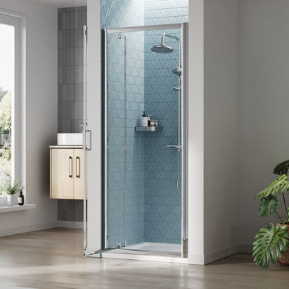 [BEETPD80] Almington 6mm Toughened Safety Glass Reversible Pivot Shower Door - H: 1900mm - Choice of Size and Profile Finish - Lifestyle 2
