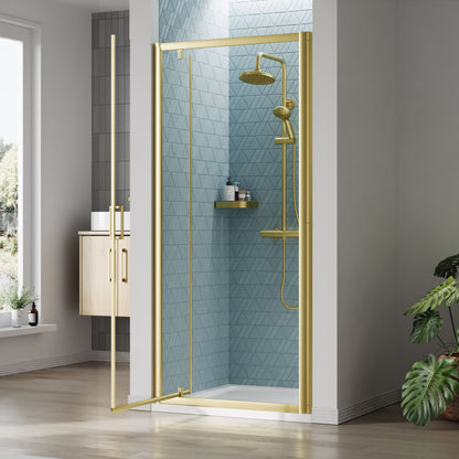 [BEETPD90BB] Almington 6mm Toughened Safety Glass Reversible Pivot Shower Door - H: 1900mm - Choice of Size and Profile Finish - Lifestyle 2