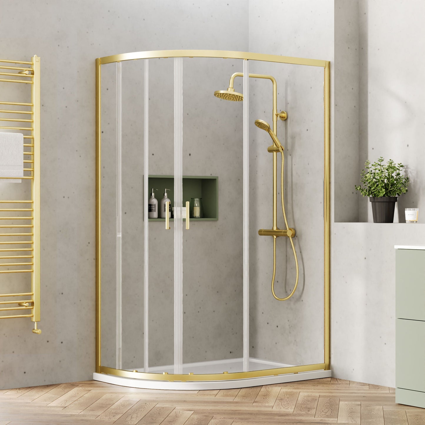 [BEETQ128BB] Almington 6mm Toughened Safety Glass Offset Quadrant Shower Enclosure - H: 1900mm - Choice of Profile Finish - Lifestyle 1