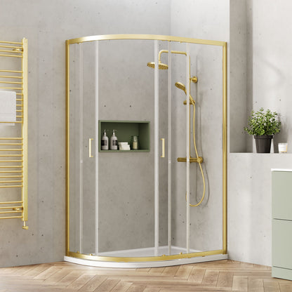 [BEETQ128BB] Almington 6mm Toughened Safety Glass Offset Quadrant Shower Enclosure - H: 1900mm - Choice of Profile Finish - Lifestyle 2