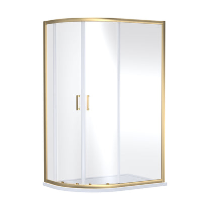 [BEETQ129BB] Almington 6mm Toughened Safety Glass Offset Quadrant Shower Enclosure - H: 1900mm - Choice of Profile Finish - Cutout