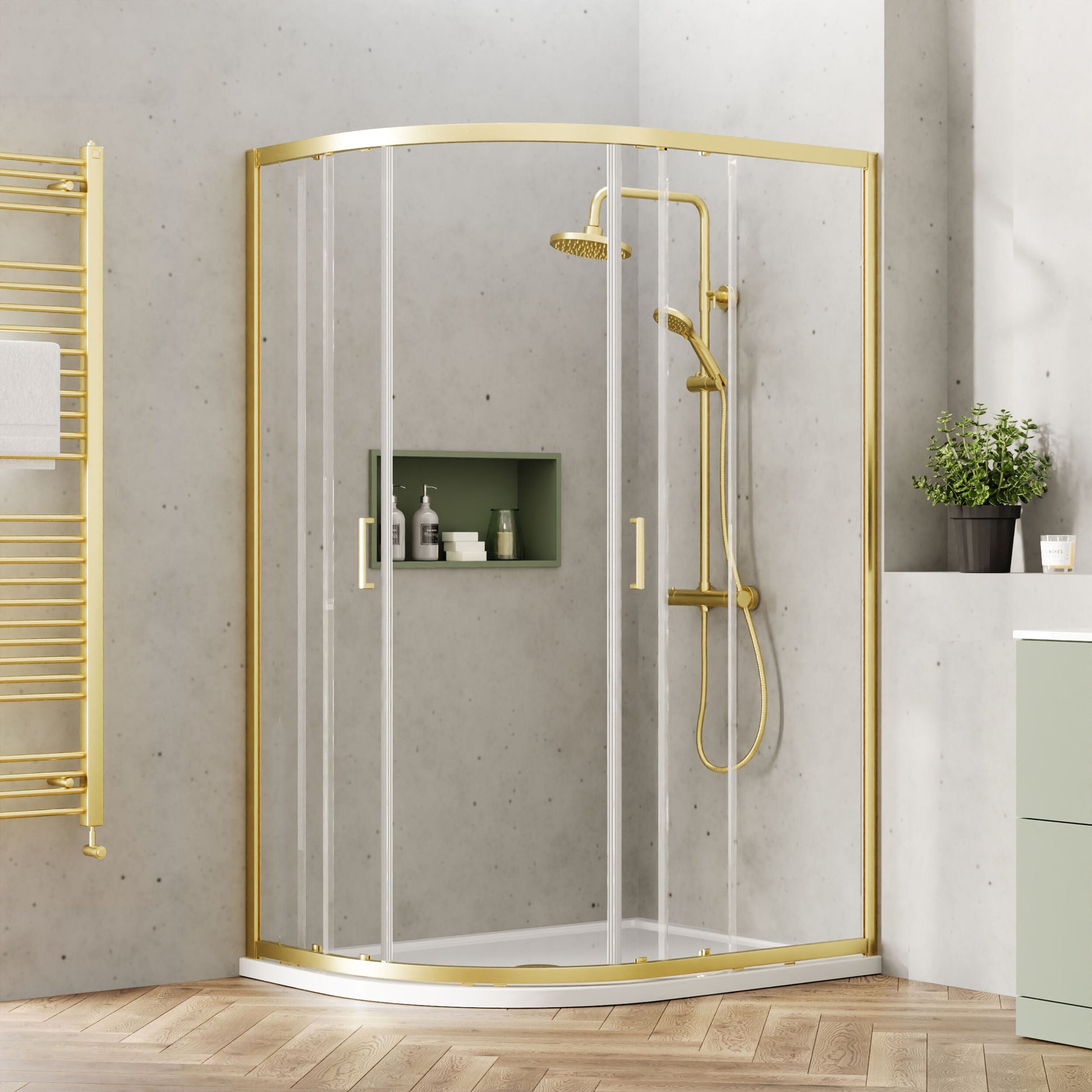 [BEETQ129BB] Almington 6mm Toughened Safety Glass Offset Quadrant Shower Enclosure - H: 1900mm - Choice of Profile Finish - Lifestyle 1