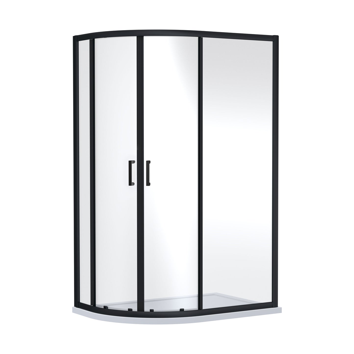 [BEETQ129BP] Almington 6mm Toughened Safety Glass Offset Quadrant Shower Enclosure - H: 1900mm - Choice of Profile Finish - Cutout