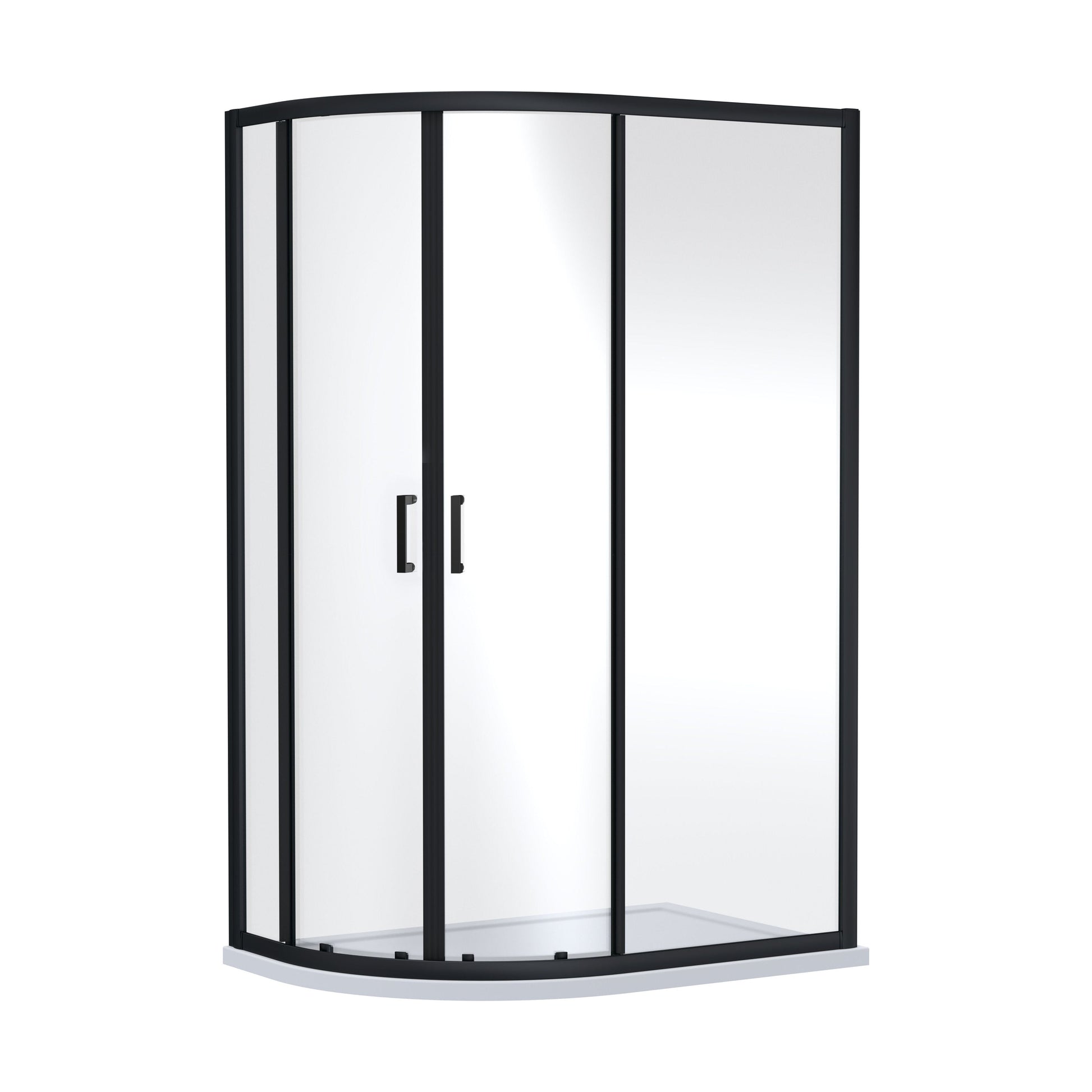 [BEETQ129BP] Almington 6mm Toughened Safety Glass Offset Quadrant Shower Enclosure - H: 1900mm - Choice of Profile Finish - Cutout