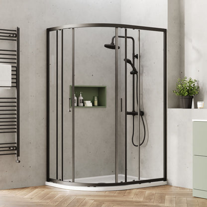 [BEETQ129BP] Almington 6mm Toughened Safety Glass Offset Quadrant Shower Enclosure - H: 1900mm - Choice of Profile Finish - Lifestyle 1