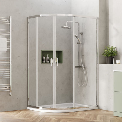 [BEETQ129] Almington 6mm Toughened Safety Glass Offset Quadrant Shower Enclosure - H: 1900mm - Choice of Profile Finish - Lifestyle 2