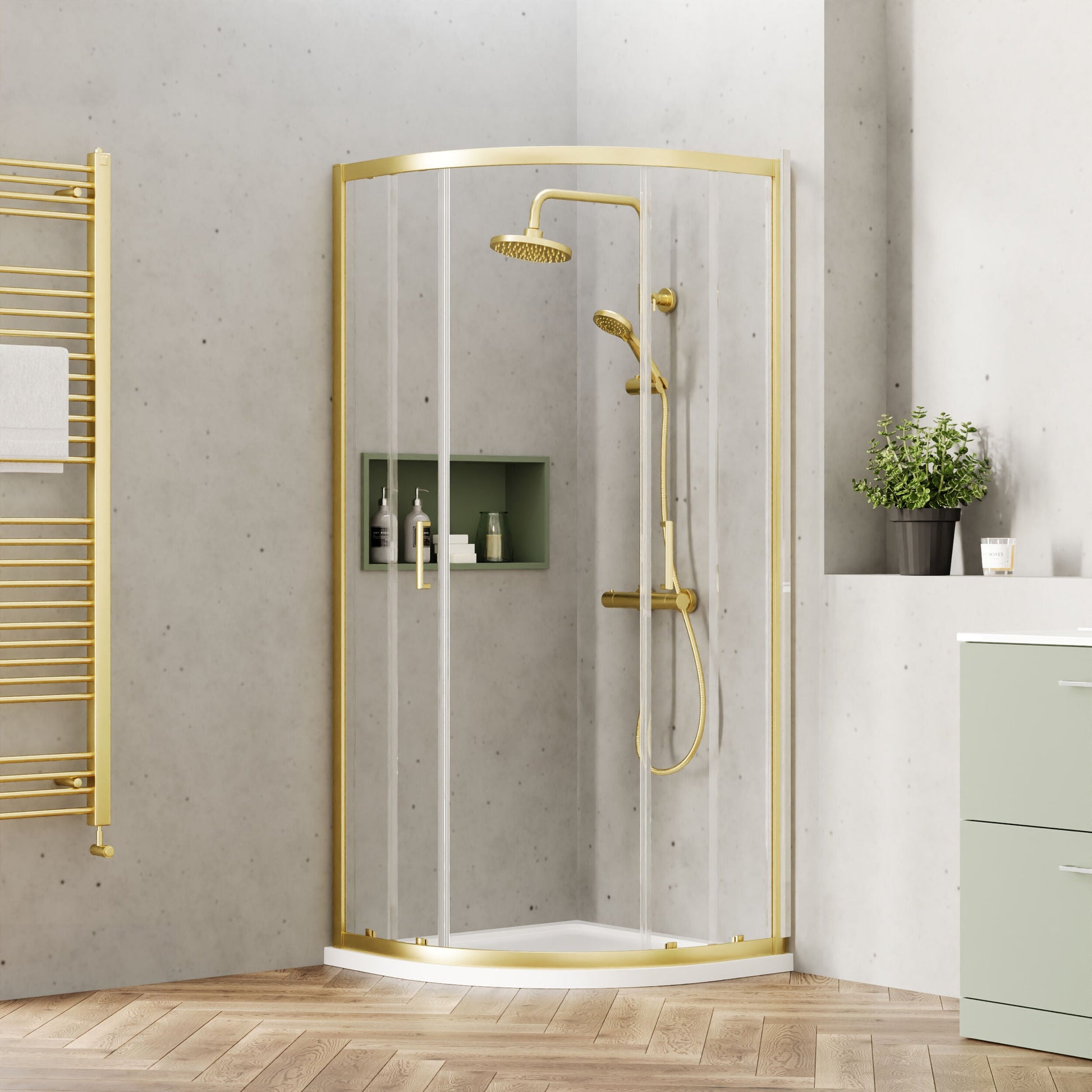 [BEETQ80BB] Almington 6mm Toughened Safety Glass Quadrant Shower Enclosure - H: 1900mm - Choice of Size and Profile Finish - Lifestyle 2