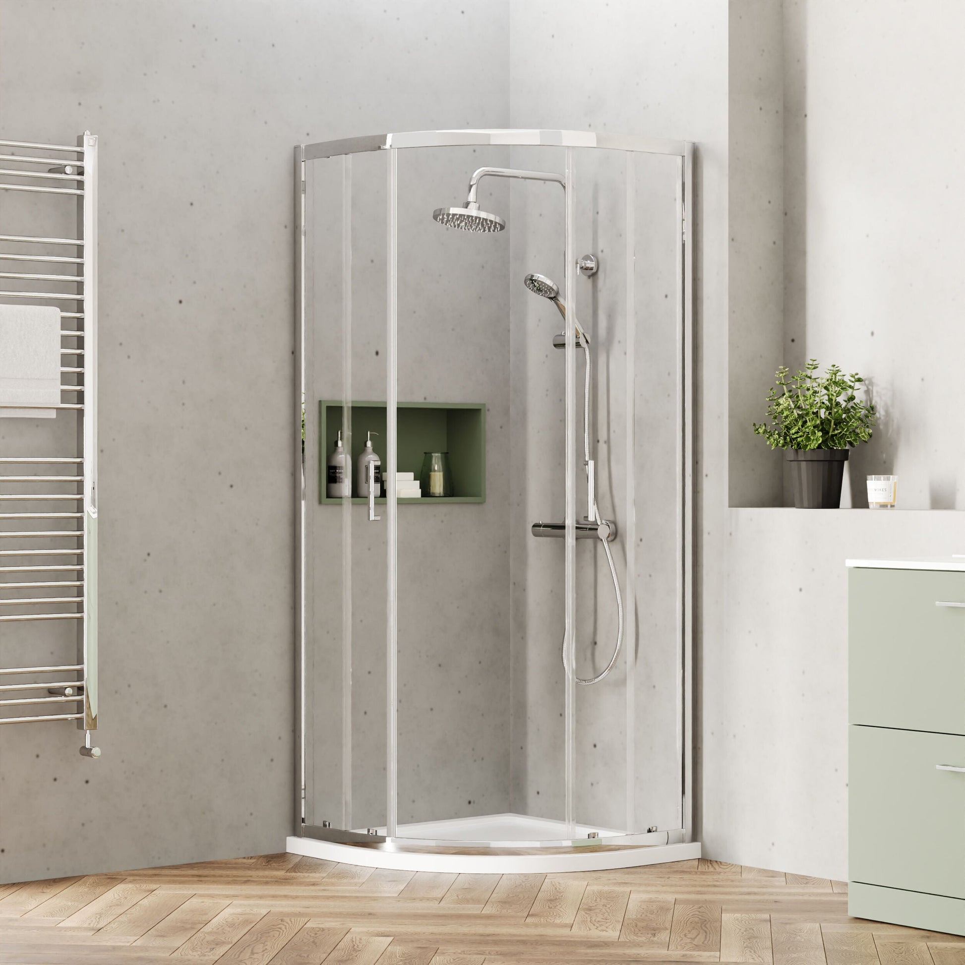 [BEETQ80] Almington 6mm Toughened Safety Glass Quadrant Shower Enclosure - H: 1900mm - Choice of Size and Profile Finish - Lifestyle 2
