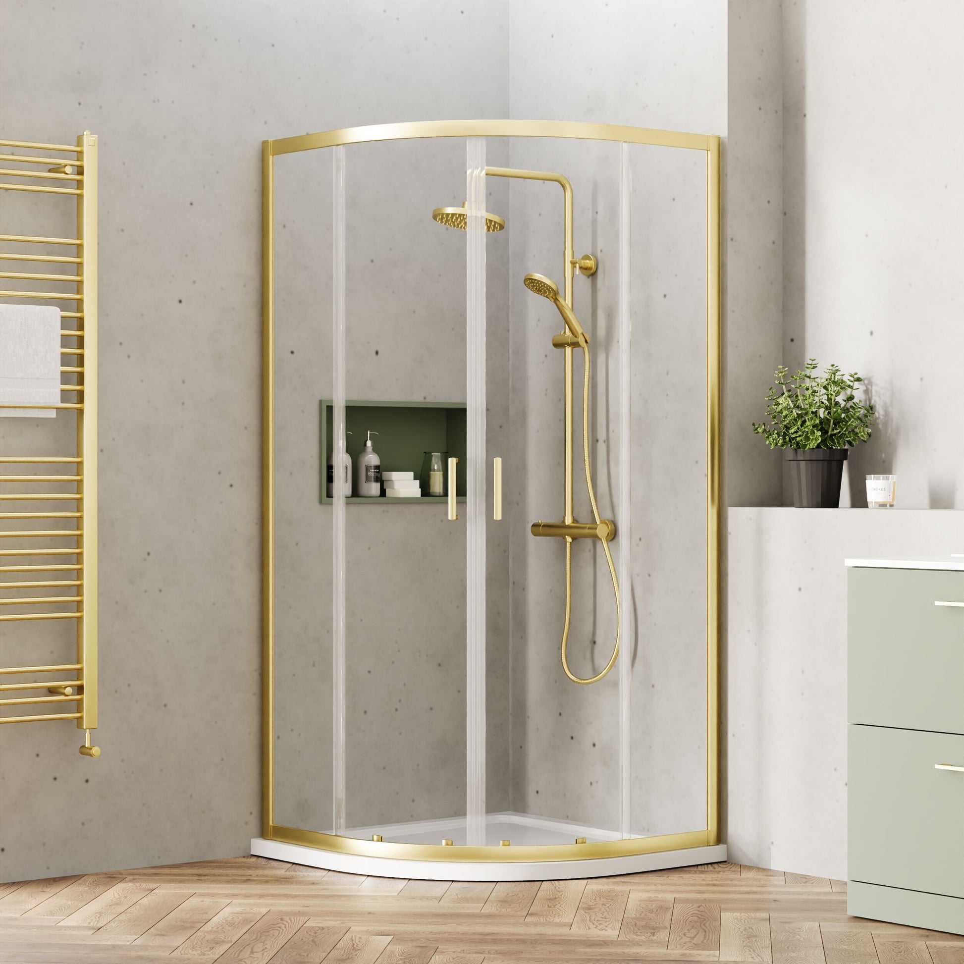 [BEETQ90BB] Almington 6mm Toughened Safety Glass Quadrant Shower Enclosure - H: 1900mm - Choice of Size and Profile Finish - Lifestyle 1