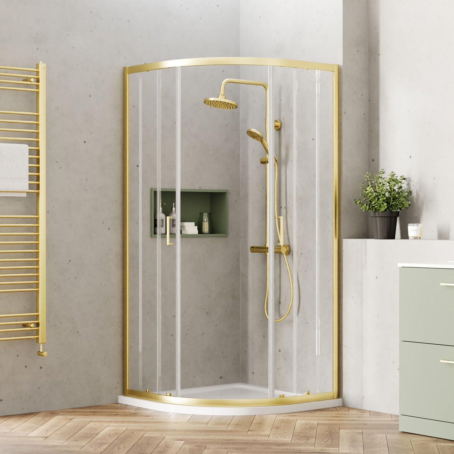 [BEETQ90BB] Almington 6mm Toughened Safety Glass Quadrant Shower Enclosure - H: 1900mm - Choice of Size and Profile Finish - Lifestyle 2