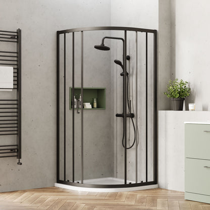 [BEETQ90BP] Almington 6mm Toughened Safety Glass Quadrant Shower Enclosure - H: 1900mm - Choice of Size and Profile Finish - Lifestyle 2