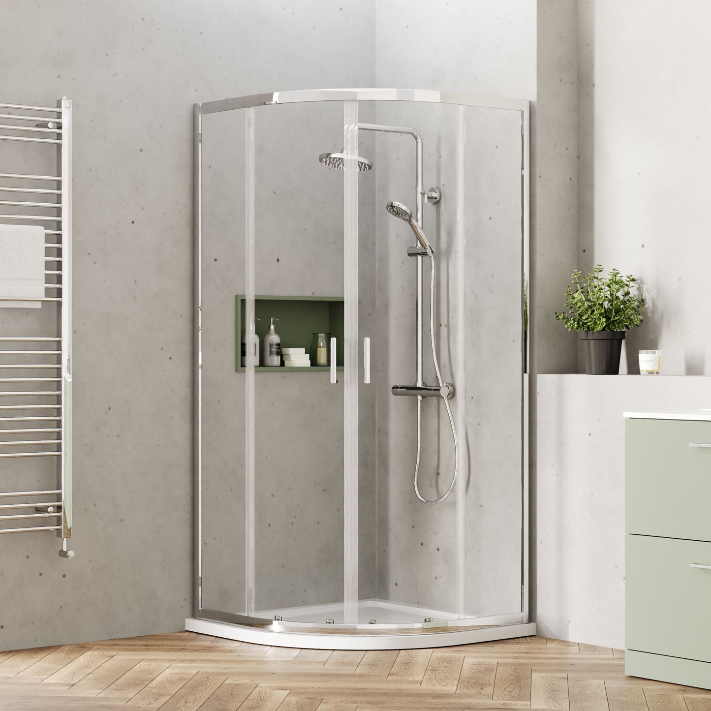 [BEETQ90] Almington 6mm Toughened Safety Glass Quadrant Shower Enclosure - H: 1900mm - Choice of Size and Profile Finish - Lifestyle 1