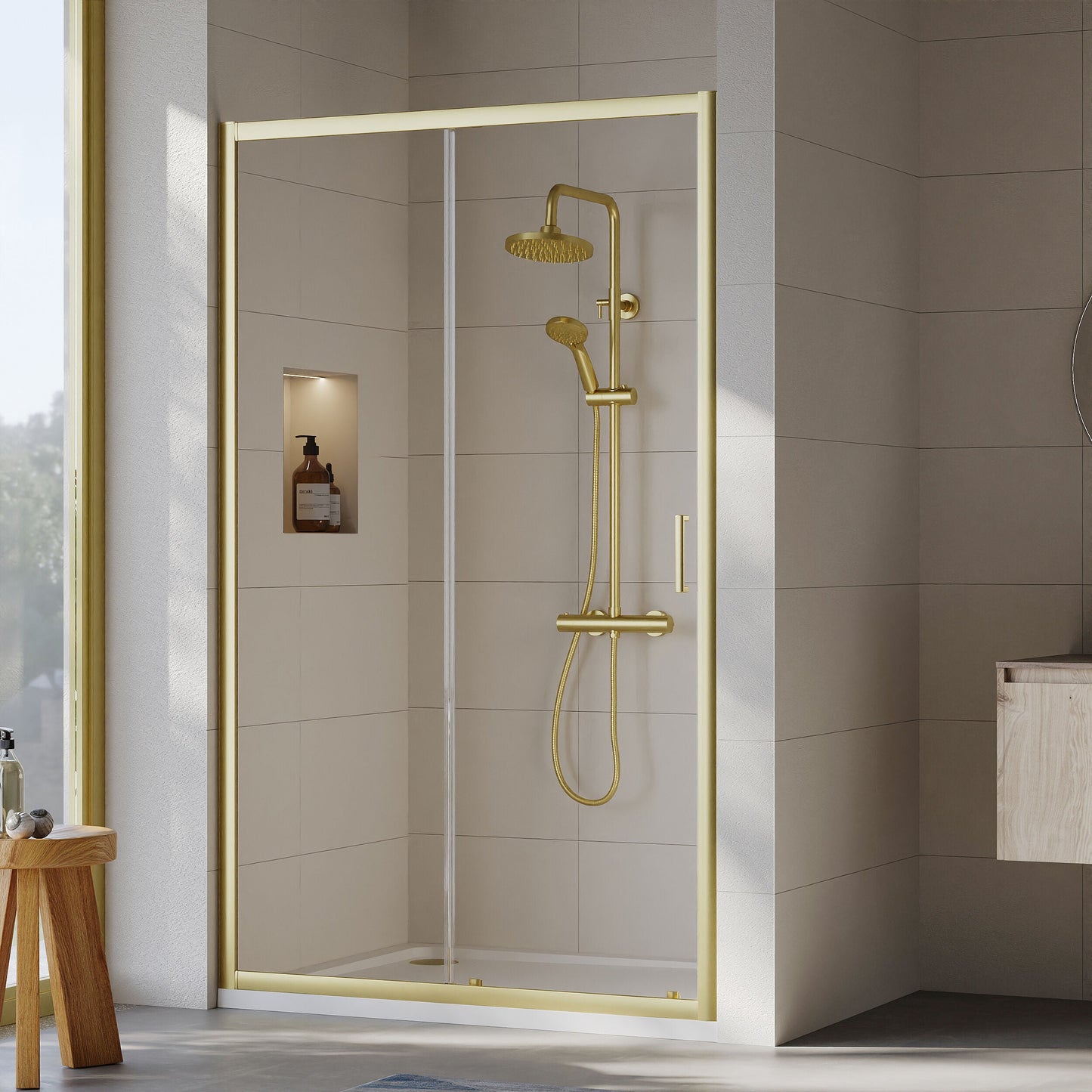 [BEETSL12BB] Almington 6mm Toughened Safety Glass Sliding Shower Door - H: 1900mm - Choice of Profile Finish - Lifestyle 1