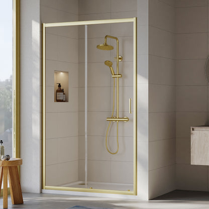 [BEETSL12BB] Almington 6mm Toughened Safety Glass Sliding Shower Door - H: 1900mm - Choice of Profile Finish - Lifestyle 1