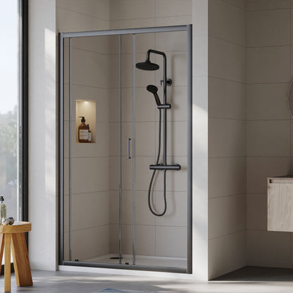 [BEETSL12BP] Almington 6mm Toughened Safety Glass Sliding Shower Door - H: 1900mm - Choice of Profile Finish - Lifestyle 2