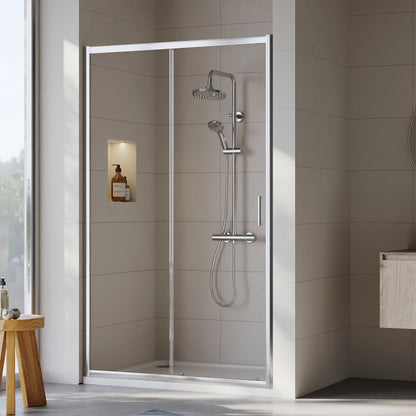 [BEETSL12] Almington 6mm Toughened Safety Glass Sliding Shower Door - H: 1900mm - Choice of Profile Finish - Lifestyle 1