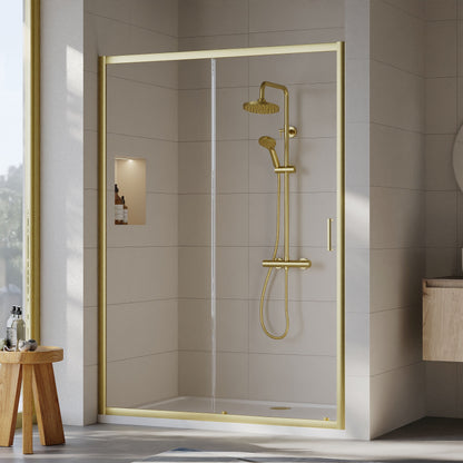 [BEETSL14BB] Almington 6mm Toughened Safety Glass Sliding Shower Door - H: 1900mm - Choice of Profile Finish - Lifestyle 1
