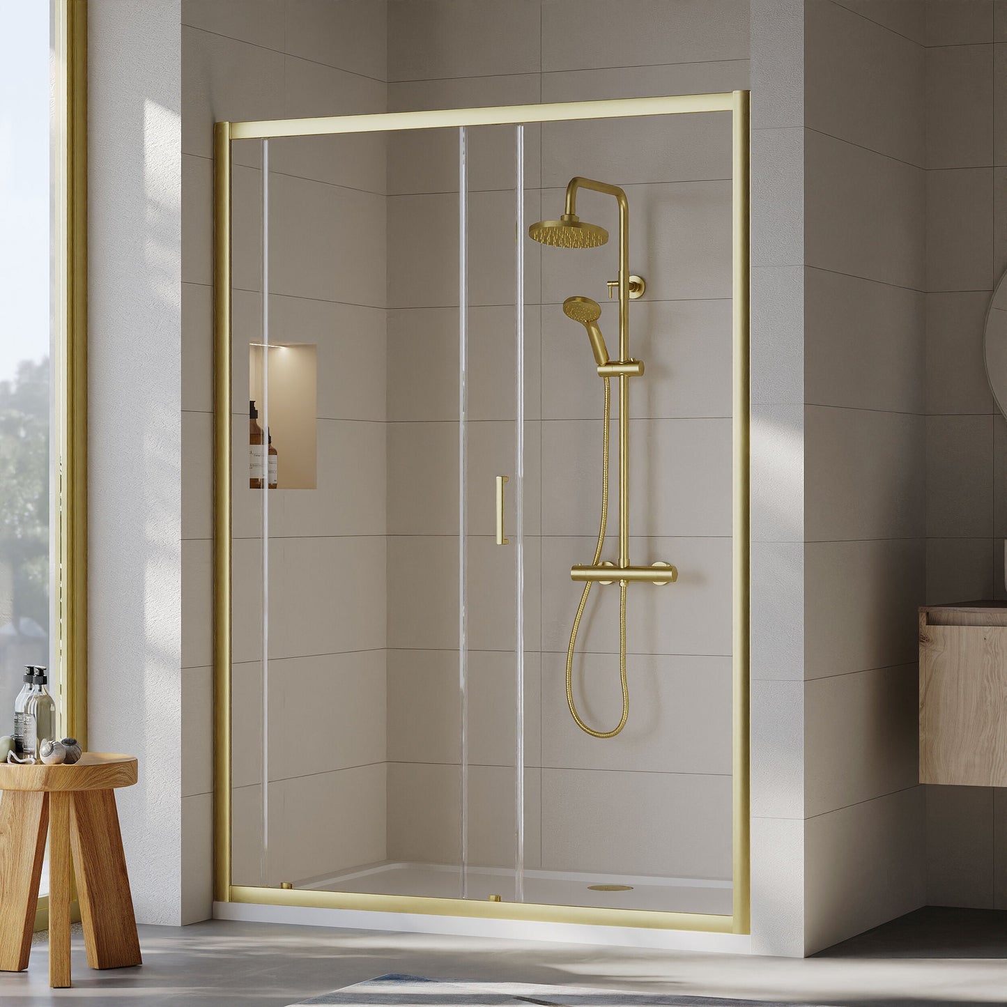 [BEETSL14BB] Almington 6mm Toughened Safety Glass Sliding Shower Door - H: 1900mm - Choice of Profile Finish - Lifestyle 2